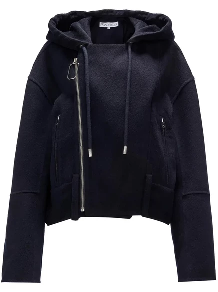 Женская шерстяная куртка JW Anderson с капюшоном, синяя