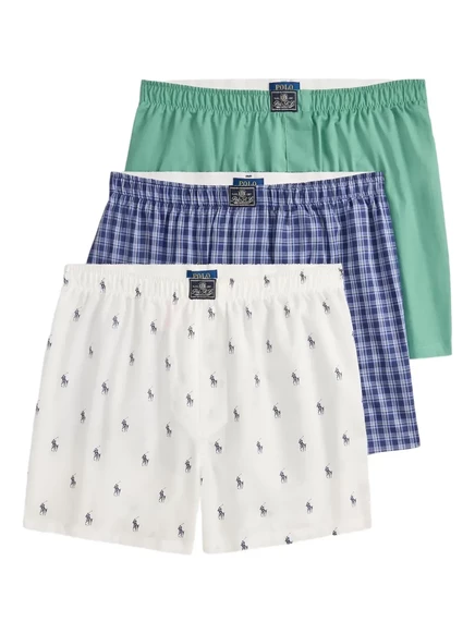 Мужские боксеры Polo Ralph Lauren в клетку, зеленые, 3 шт.
