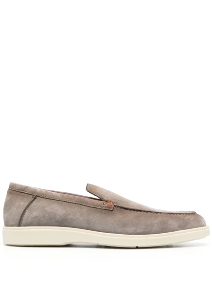 Мужские кожаные лоферы Santoni с тонкой прострочкой, серые