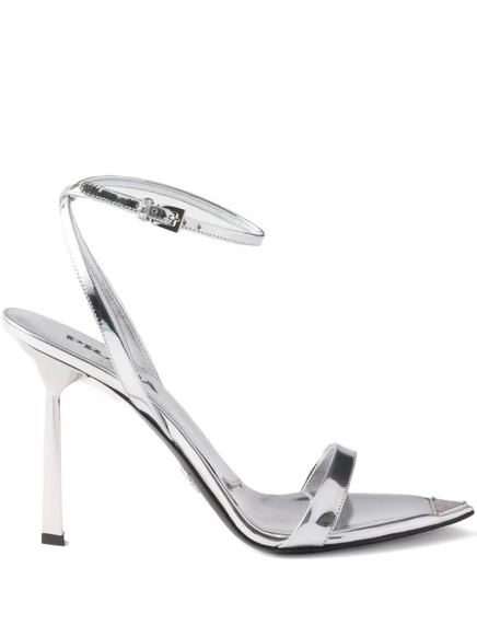Женские босоножки Prada 80 мм, серебристые
