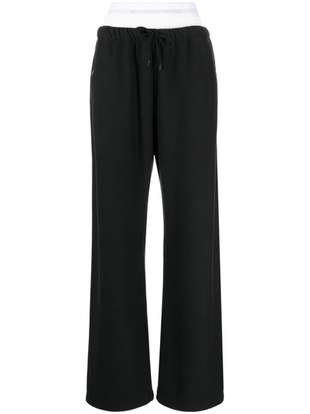 Женские хлопковые трековые брюки Alexander Wang, черно-белые