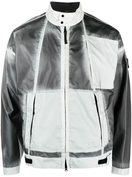 Мужская ветровка Stone Island Mussola Gommata‑TC с ручной окраской, серая