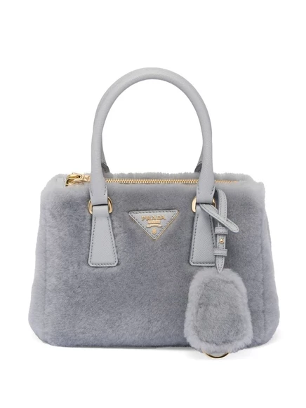 Мини-сумка из овечьей шерсти Prada Galleria grey