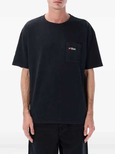 Мужская футболка RHUDE с нагрудным карманом и принтом, черная
