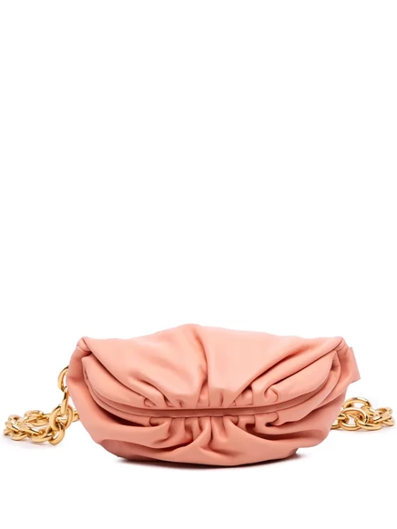 Женская поясная сумка Bottega Veneta Chain Pouch из ягненка, розовая, б/у