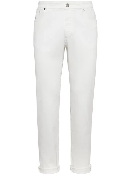 Мужские джинсы Brunello Cucinelli прямого кроя, белые