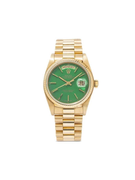 Мужские часы Rolex Day‑Date 36 мм, желтое золото, зелёный циферблат