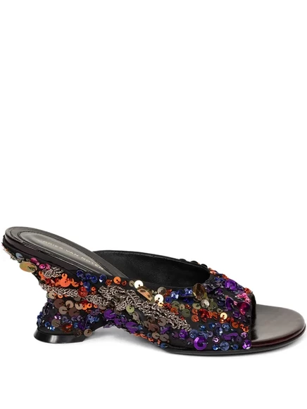 Женские босоножки Dries van Noten с пайетками, черные