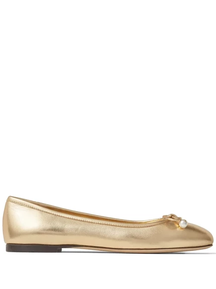 Женские балетки Jimmy Choo Elme с бантом, золотистые