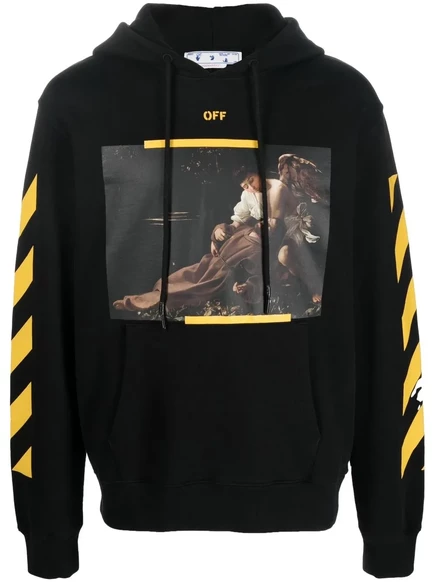 Мужское худи Off-White с принтом Караваджо, черное