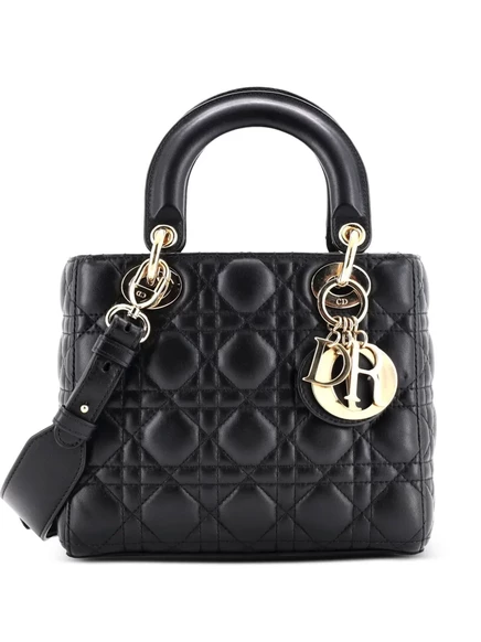 Бывшая в употреблении у Кристиана Диора моя сумка ABCDior Lady Dior, маленькая сумочка из стеганой кожи Cannage black