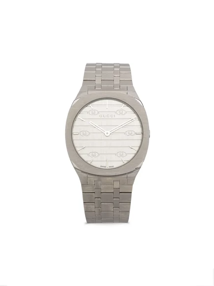 Часы Gucci 25H 34 мм, серебристые