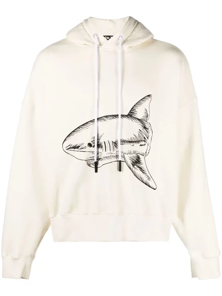 Мужское худи Palm Angels Broken Shark, кремово-белое