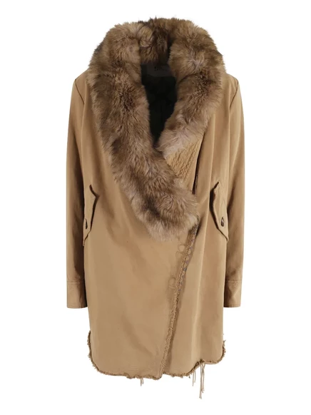 Роскошное пальто с обтрепанным краем и воротником из искусственного меха Bazar brown