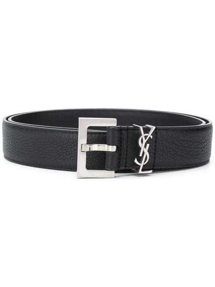 Ремень из зернистой кожи Saint Laurent black