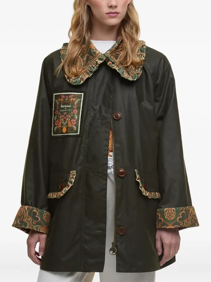 Женское пальто Farm Rio x Barbour Maria Clara, зеленое