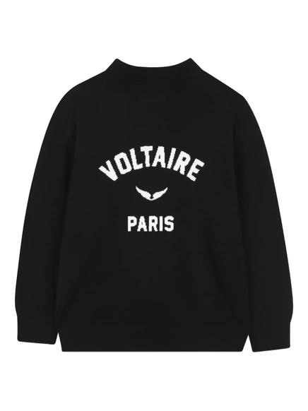 Детский джемпер Zadig & Voltaire Kids с логотипом, черный