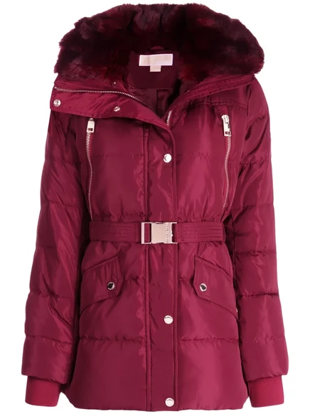 Пуховик с поясом от Michael Michael Kors red