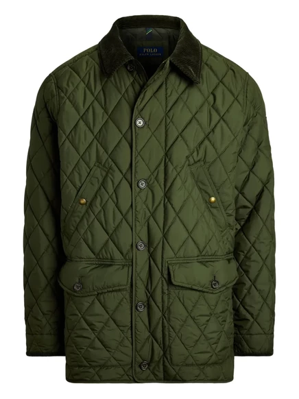 Стеганое пальто Polo Ralph Lauren с вельветовым воротником green