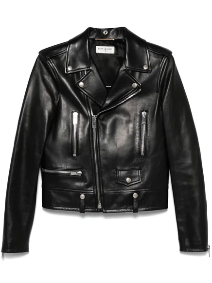 Женская косуха Saint Laurent, кожаная, черная
