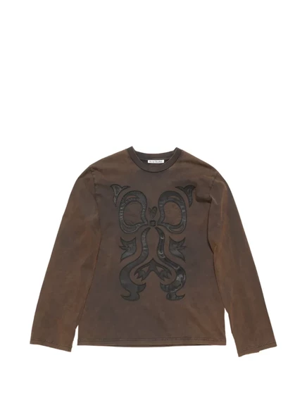 Женская футболка Acne Studios с аппликацией, коричневая