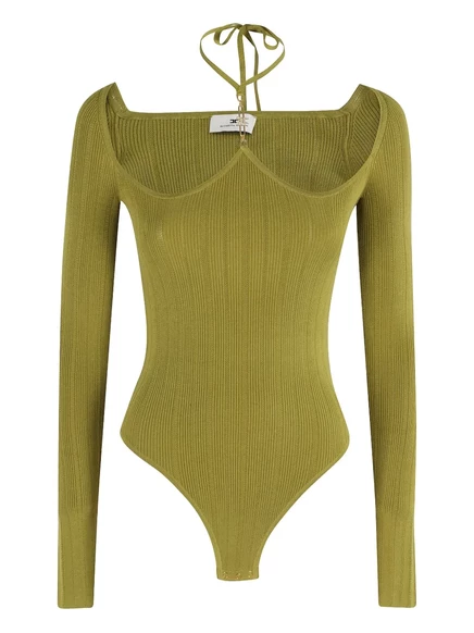 Женское боди Elisabetta Franchi с завязкой, зеленое