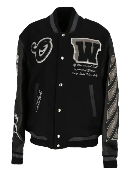 Мужской бомбер Off-White с аппликацией, черный
