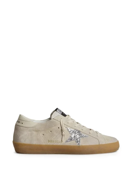 Женские кеды Golden Goose Super-Star, бежевые с блестками