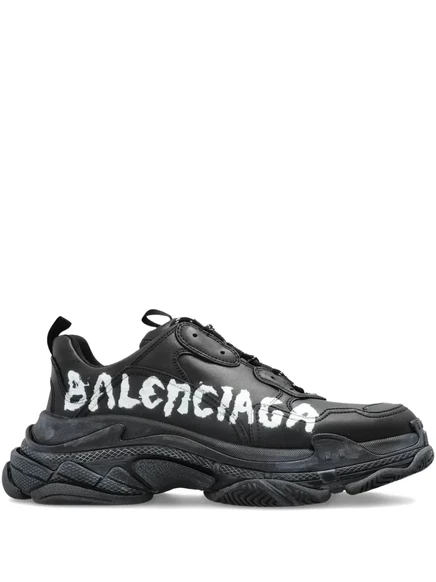Мужские кроссовки Balenciaga Triple S с логотипом, черные