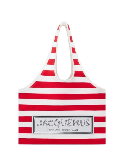Сумка-тоут Jacquemus Marcel в полоску, красная