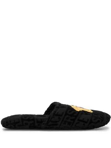 Унисекс тапочки Versace Medusa махровые, черные
