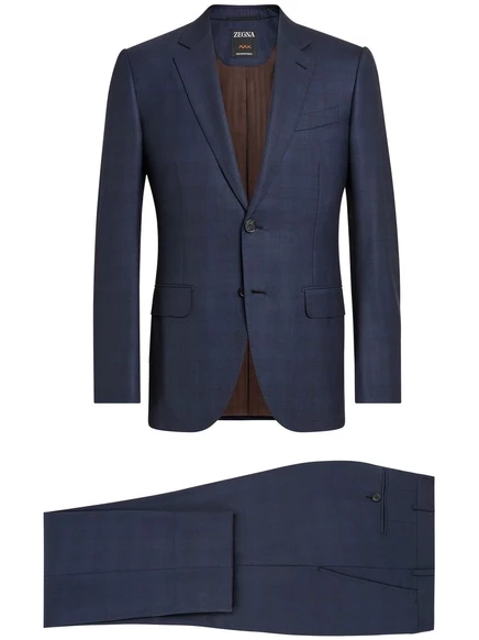 Однобортный шерстяной костюм Zegna Centoventimila blue