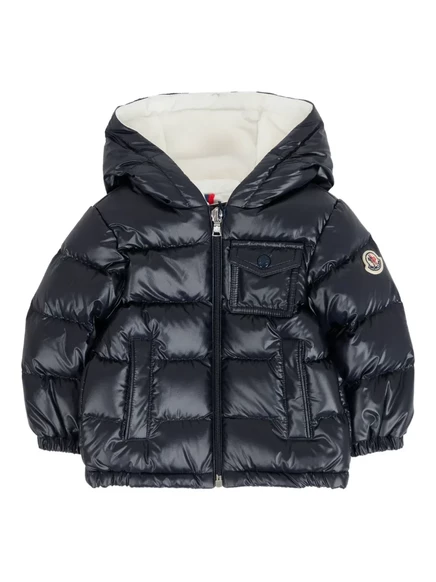 Детская стеганая куртка Moncler Enfant с капюшоном, синяя