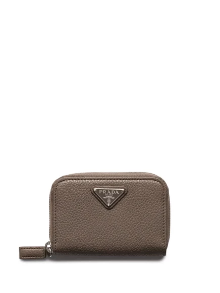 Мужская монетница Prada из зернистой кожи, серая