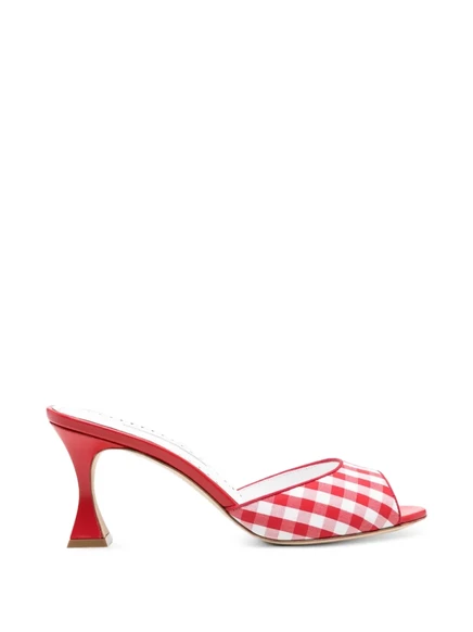 Женские мюли Manolo Blahnik Jadara в клетку, красные
