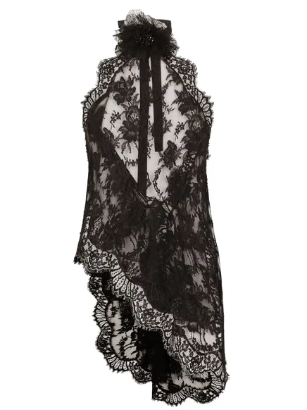 Асимметричная блузка из цветочного кружева Dolce & Gabbana black