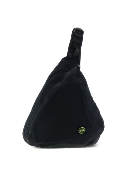 Мятый рюкзак на одно плечо Stone Island black