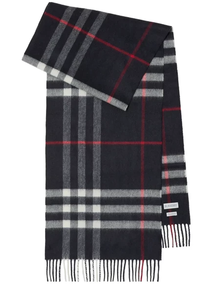 Шарф Burberry Check кашемировый с бахромой