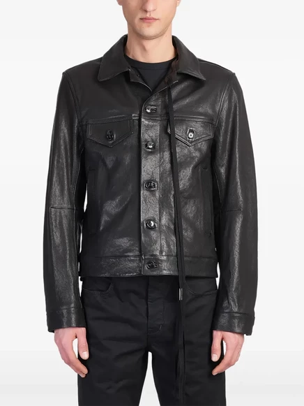 Мужская кожаная куртка Ann Demeulemeester Ebbe, черная