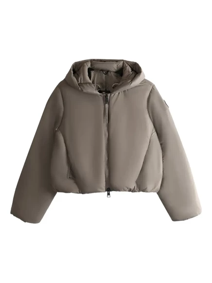 Женский пуховик Canada Goose с капюшоном, тауп-серый