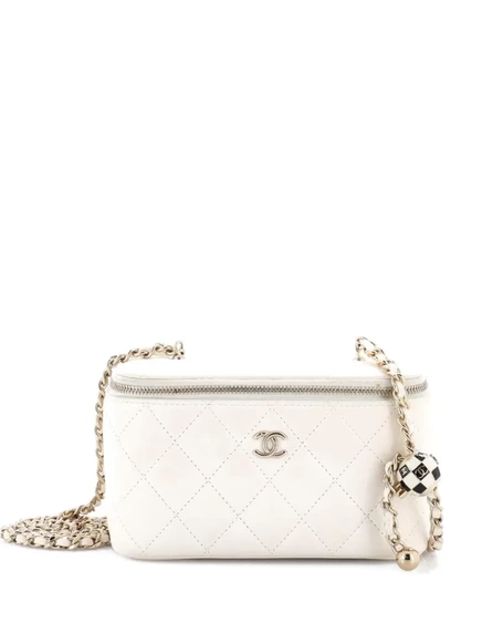 Женская сумка-клатч chanel pre-owned pearl crush, белая