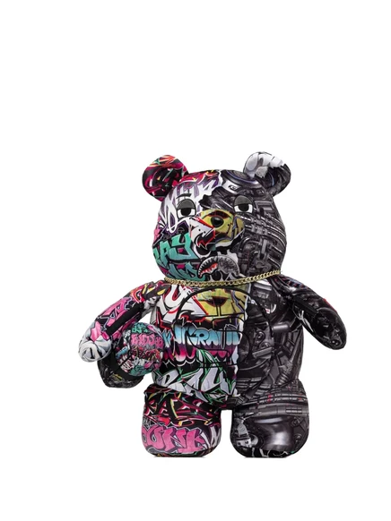 Рюкзак Sprayground в форме медведя с граффити, черный