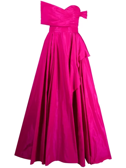Асимметричное шелковое платье Zuhair Murad с открытыми плечами purple