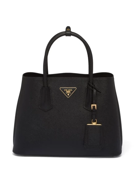 Двойная сумка-тоут Prada из сафьяна black