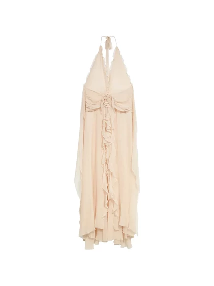 Женское платье Blumarine макси с цветочным декором, бежевое