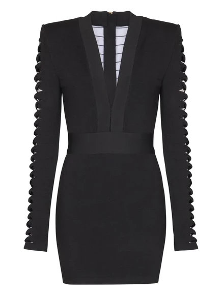 Женское мини-платье Balmain с вырезами, черное