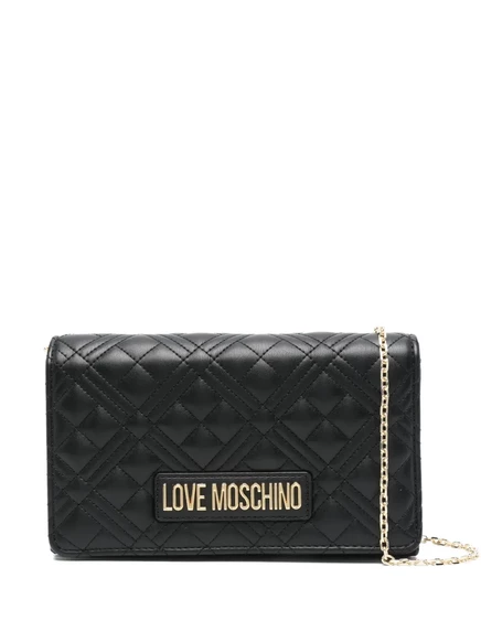 Стеганая сумка через плечо на цепочке Love Moschino black