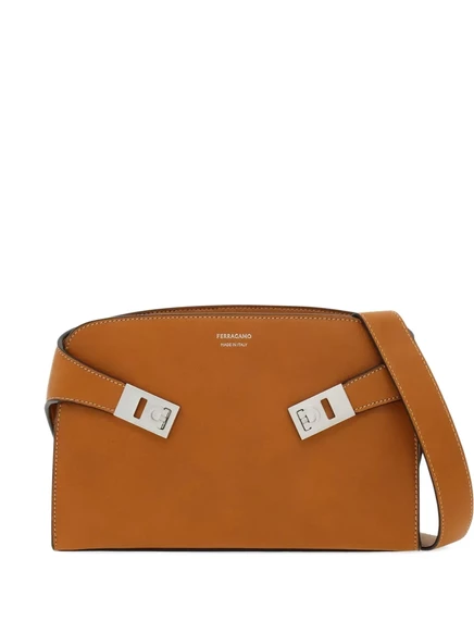 Мужская сумка-почтальон Ferragamo Hug из наппы, коричневая