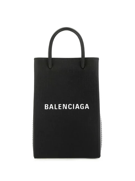 Кожаный чехол для телефона с логотипом Balenciaga  black