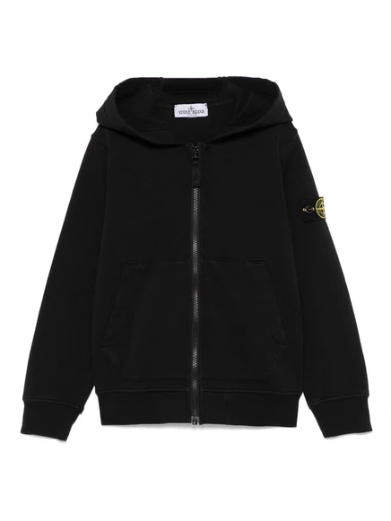 Худи для мальчиков Stone Island Junior с нашивкой, черная